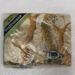 Vintage tastemaker no iron muslin twin flat animal kingdom leopard zebra lion